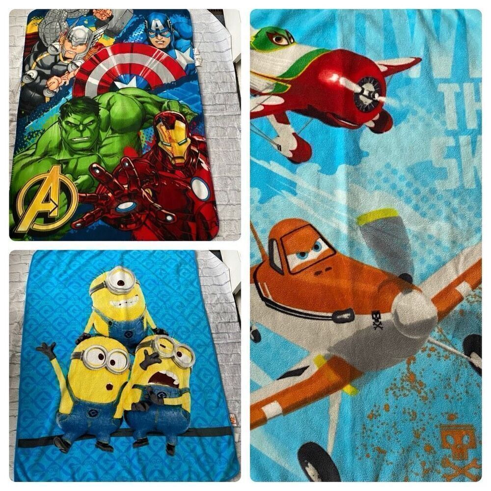Minions, avengers and planes 3 fleece blanket bundle